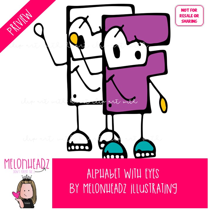 Alphabet with Eyes clip art, Letters clip art COMBO PACK - Image 2