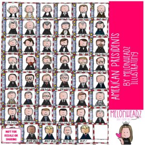 American Presidents clip art, Historical Figures clip art COLORED Version