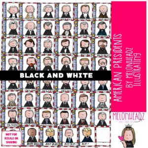 American Presidents clip art, Historical Figures clip art BLACK AND WHITE