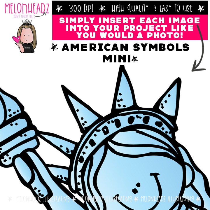 American Symbols clip art, Historical Figures clip art, Statue of Liberty clip art COMBO PACK - Image 3