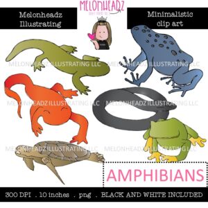 Amphibians clip art, Minimal Style Mini
