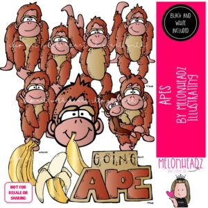 Apes clip art, Primate clip art, Orangutan clip art COMBO PACK