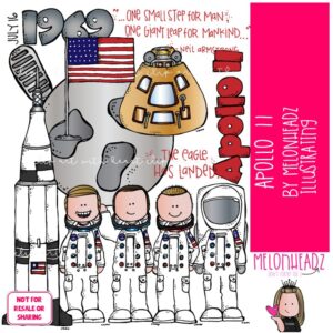 Apollo 11 clip art, Moon Landing clip art, Space clip art COLORED Version