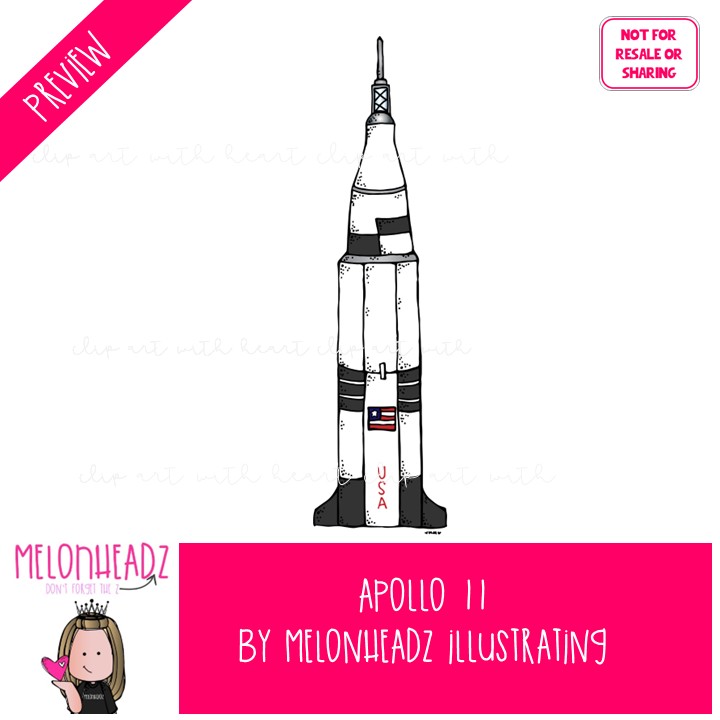 Apollo 11 clip art, Moon Landing clip art, Space clip art COLORED Version - Image 2