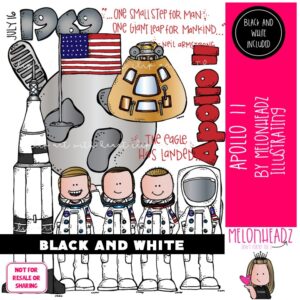 Apollo 11 clip art, Moon Landing clip art, Space clip art BLACK AND WHITE