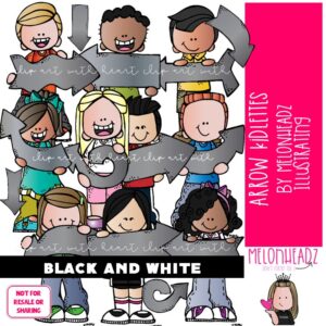 Arrow Kidlettes clip art, Arrows clip art BLACK AND WHITE