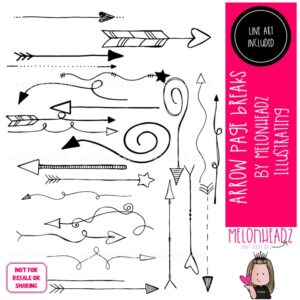 Arrow clip art, Page Breaks clip art LINE ART and BLACK AND WHITE