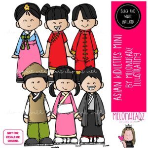 Asian Kidlettes clip art, Around the World clip art Mini