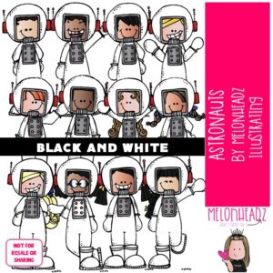Astronauts clip art, Space clip art BLACK AND WHITE