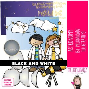 Astronomy clip art, Space clip art, Planet clip art BLACK AND WHITE