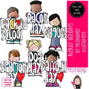 August Holidays clip art, Back to School clip art, Bacon Day clip art Mini