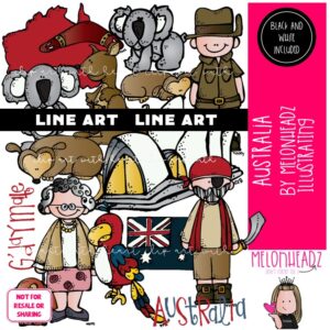 Australia clip art, Koala clip art, Flag clip art LINE ART and BLACK AND WHITE