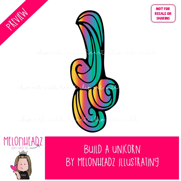 Build A Unicorn clip art, sequence, body parts, wings COLORED Version - Image 2
