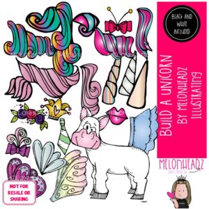Build a Unicorn clip art, sequence, body parts, wings COMBO PACK