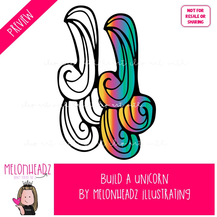 Build a Unicorn clip art, sequence, body parts, wings COMBO PACK - Image 2