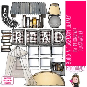 Build a Classroom clip art, Library clip art, Farmhouse clip art COLORED Version