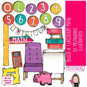 Build a Classroom clip art, Math clip art, Bright clip art COLORED Version