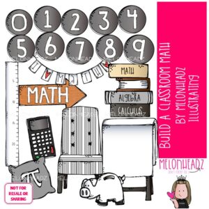 Build a Classroom clip art, Math clip art, Farmhouse clip art COLORED Version