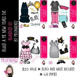 Build A Me clip art, New Years Eve bundled set