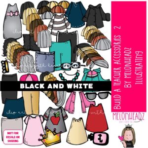 Build a Teacher 2 clip art, Accessories, Me, Clothing BLACK AND WHITE