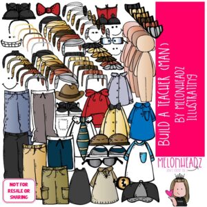Build A Teacher clip art, Man, digital paper doll COLORED Version