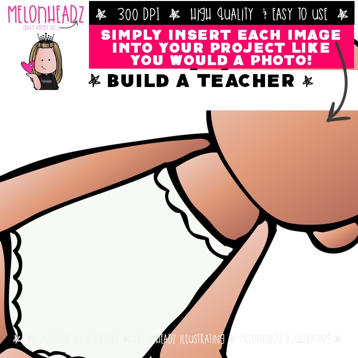 Build A Teacher clip art, Me, body, COLORED Version - Image 3