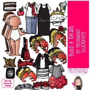 Build A Teacher clip art, Me, body, COLORED Version