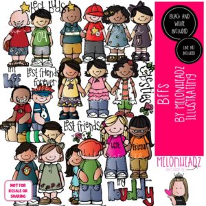 BFFS clip art, Best Friends, kids COMBO PACK