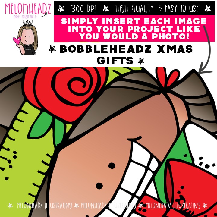 Bobbleheadz with Christmas gifts clip art Mini - Image 3