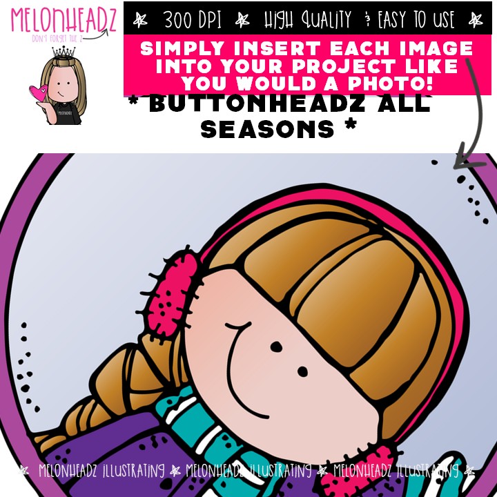 Buttonheadz clip art, Seasons, circles COLORED Version - Image 3