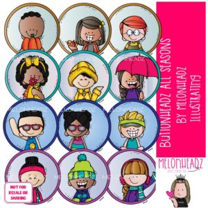 Buttonheadz clip art, Seasons, circles COLORED Version
