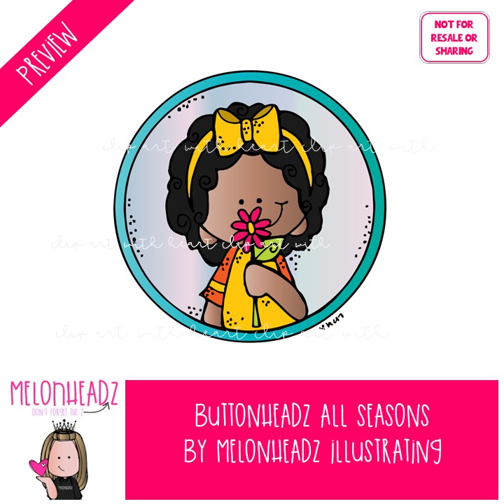 Buttonheadz clip art, Seasons, circles COLORED Version - Image 2