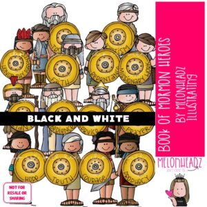 Book of Mormon Heroes clip art, LDS, prophets BLACK AND WHITE