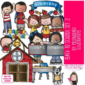 Back to School clip art Set 2, School House clip art COLORED Version