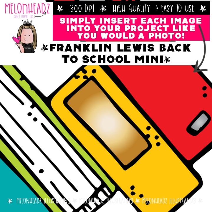 Back to School clip art, Franklin Lewis, Melonheadz Characters Mini - Image 3