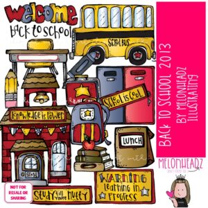 Back to School clip art 2013, School Bus clip art COLORED Version