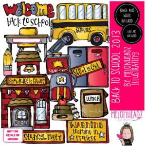 Back to School clip art 2013, School Bus clip art COMBO PACK
