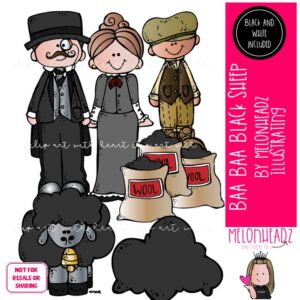 Baa Baa Black Sheep clip art, Nursery Rhyme clip art, Literature clip art Mini