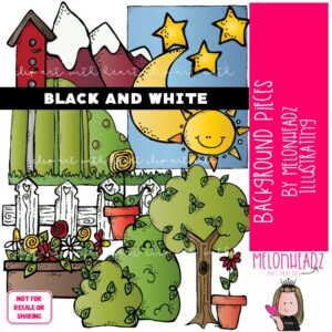 Background Pieces clip art,Tree clip art, Mountain clip art BLACK AND WHITE
