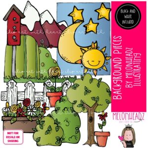 Background Pieces clip art, Tree clip art, Mountain clip art COMBO PACK