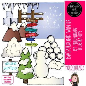 Background clip art, Winter BLACK AND WHITE