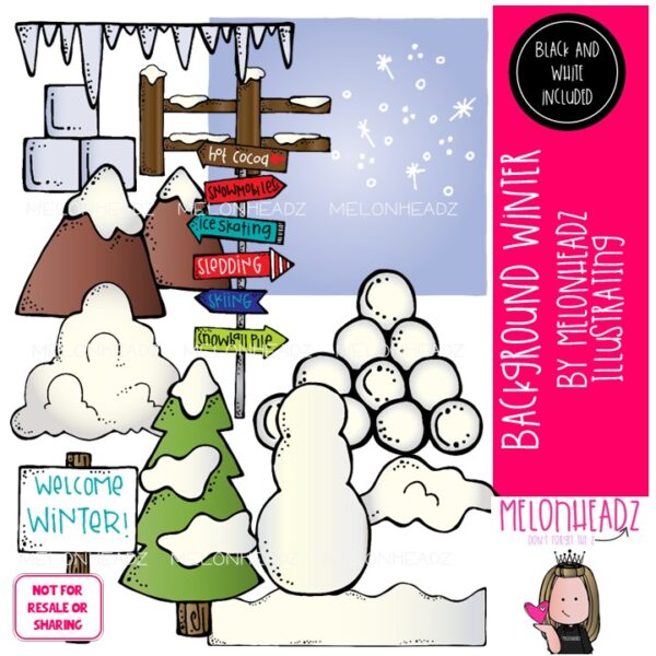 Background clip art, Winter COMBO PACK - Melonheadz