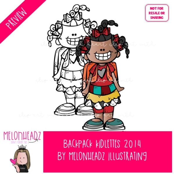 Backpack Kidlettes clip art, School COMBO PACK - Melonheadz