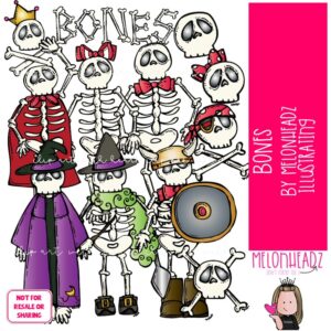 Bag of Bones clip art, skeleton, Halloween COLORED Version