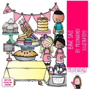 Bake Sale clip art, Fundraiser clip art, Jumble Sale clip art COLORED Version
