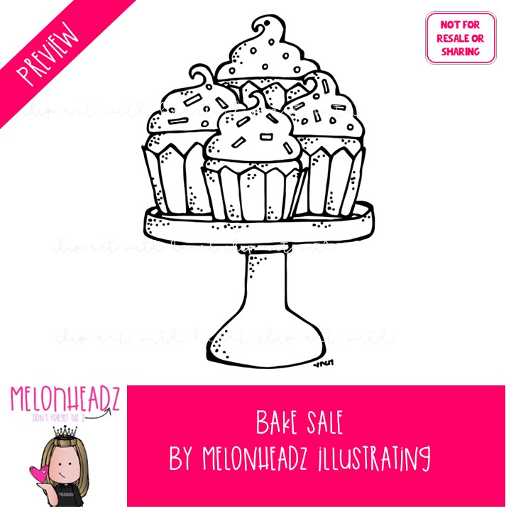 Bake Sale clip art, Fundraiser clip art, Jumble Sale clip art BLACK AND WHITE - Image 2