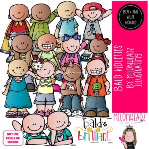 Bald Kidlettes clip art, Bald Kids clip art, Alopecia clip art COMBO PACK