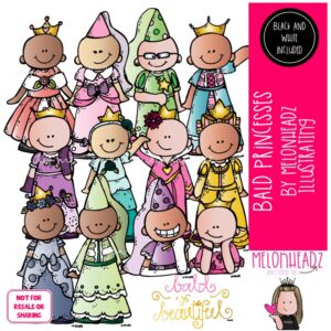 Bald Princesses clip art, Bald Kidlettes clip art, Alopecia clip art COMBO PACK