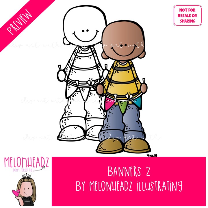 Banners clip art 2, blank frame, extra hands COMBO PACK - Image 2