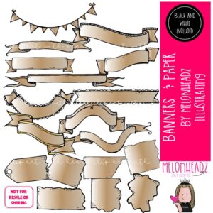 Banners and Paper clip art, blank, parchment COMBO PACK